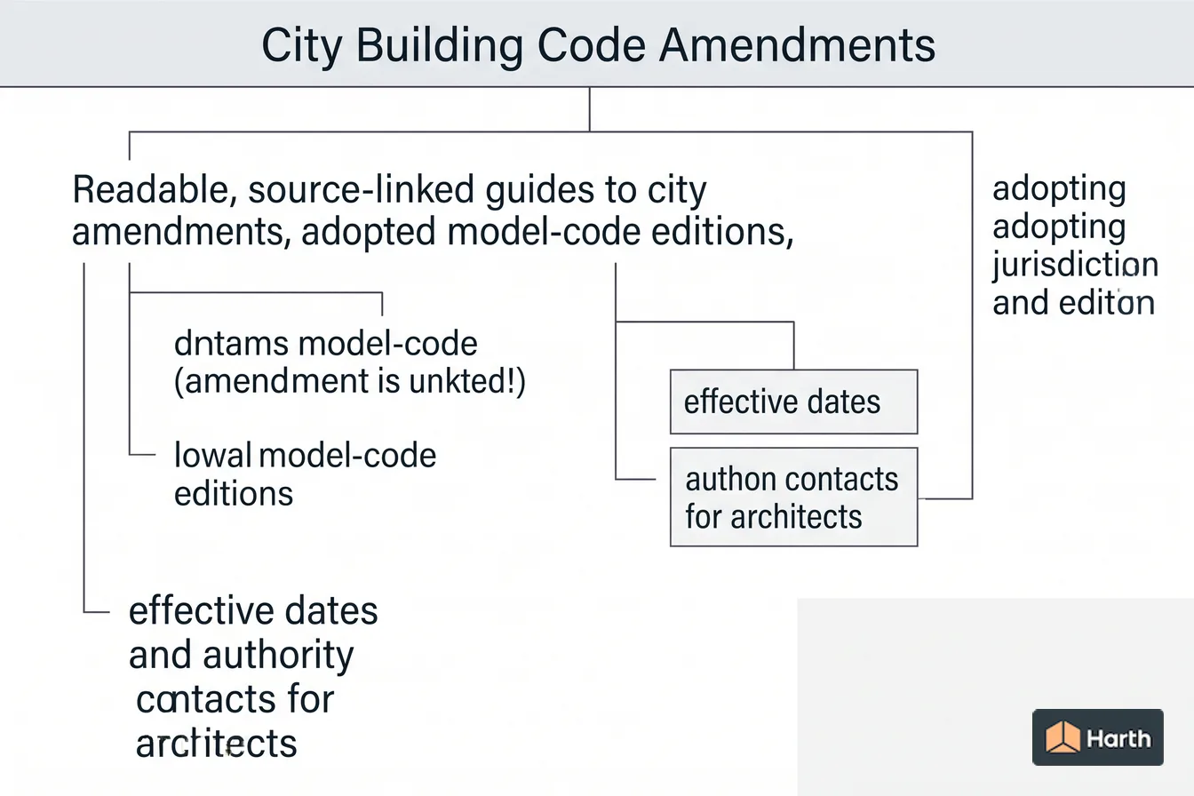 Labeled code-chapter diagram: City Building Code Amendments