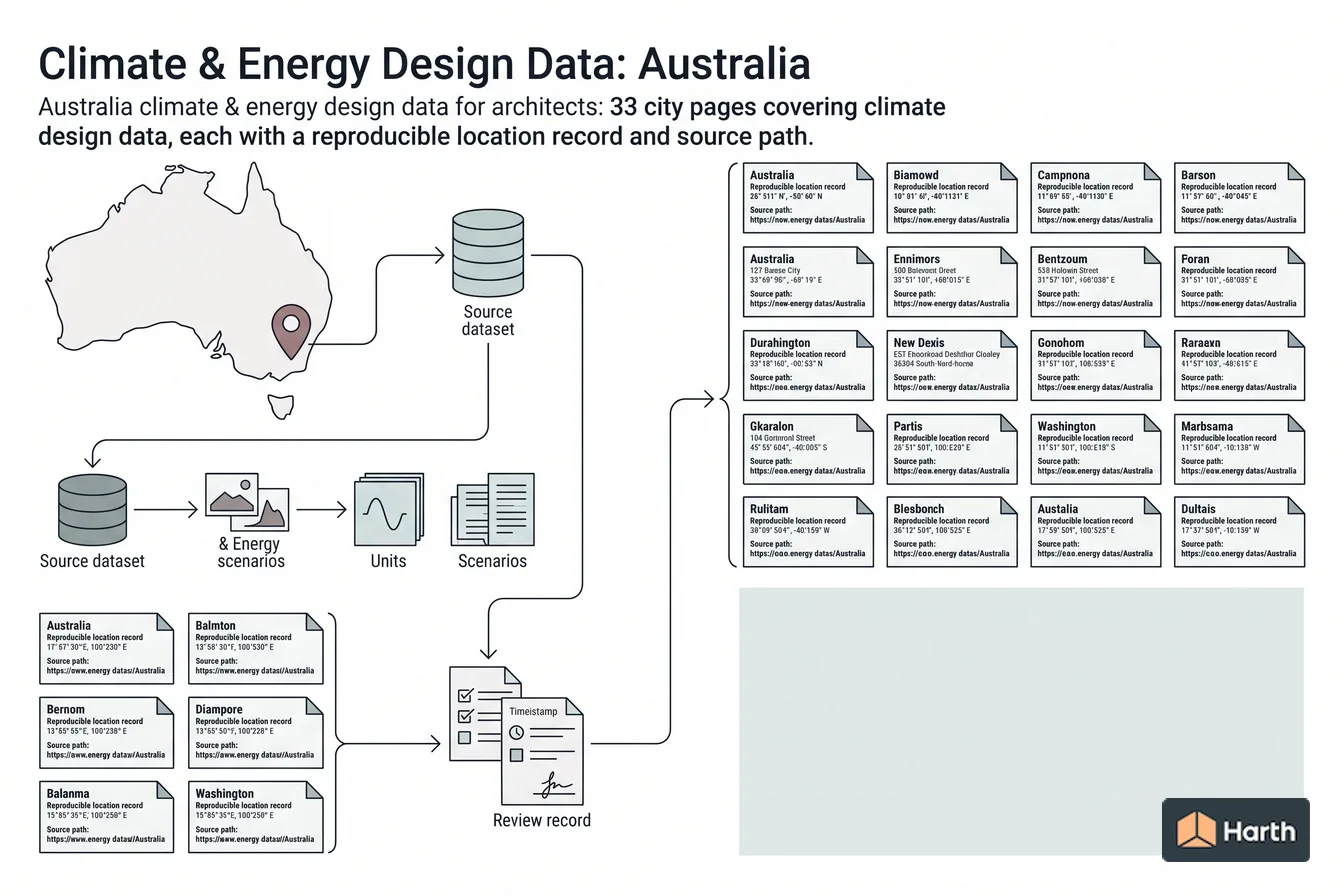 Climate-data selection and QA diagram: Climate & Energy Design Data: Australia