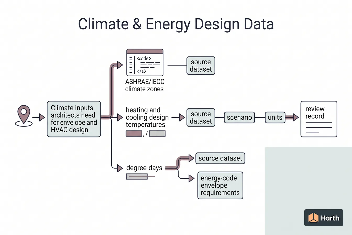 Climate-data selection and QA diagram: Climate & Energy Design Data