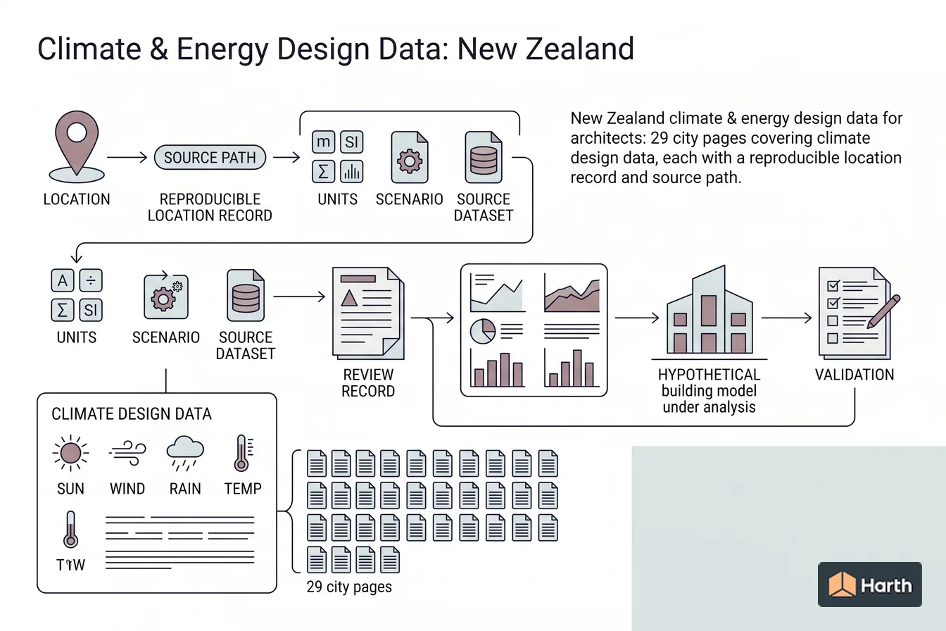 Climate-data selection and QA diagram: Climate & Energy Design Data: New Zealand