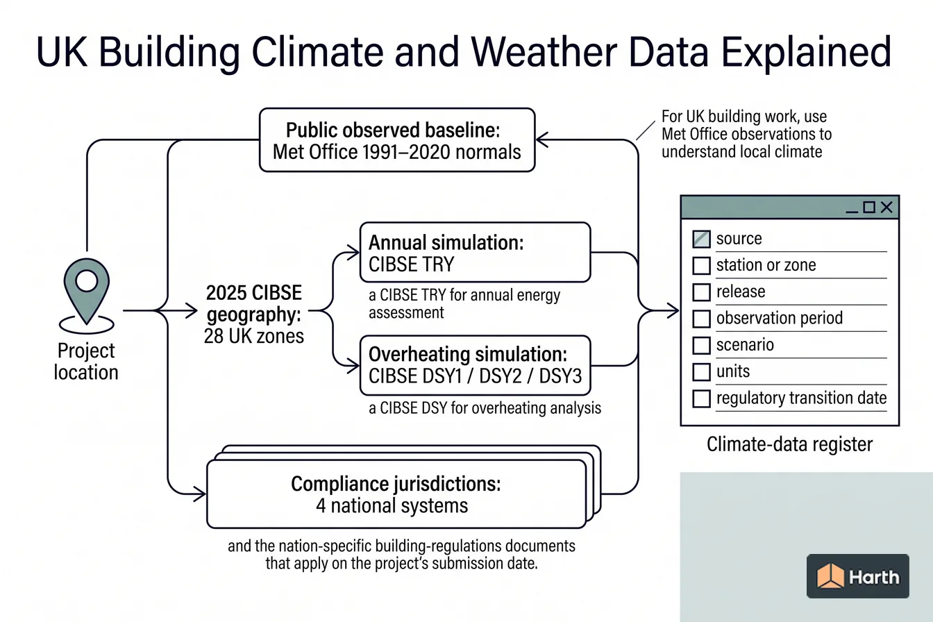 Climate-data selection and QA diagram: UK Building Climate and Weather Data Explained
