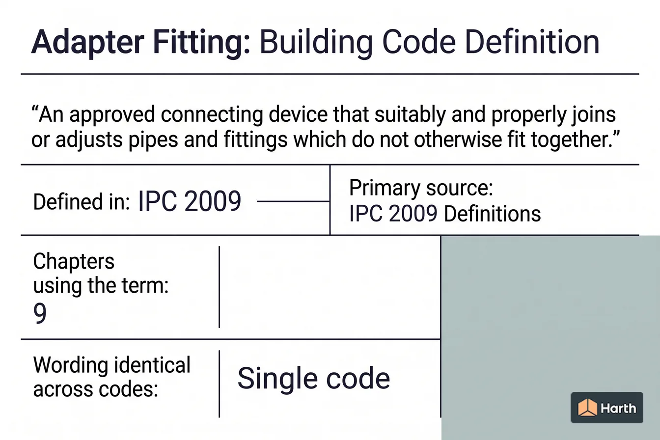 Labeled code-term definition diagram: Adapter Fitting: Building Code Definition