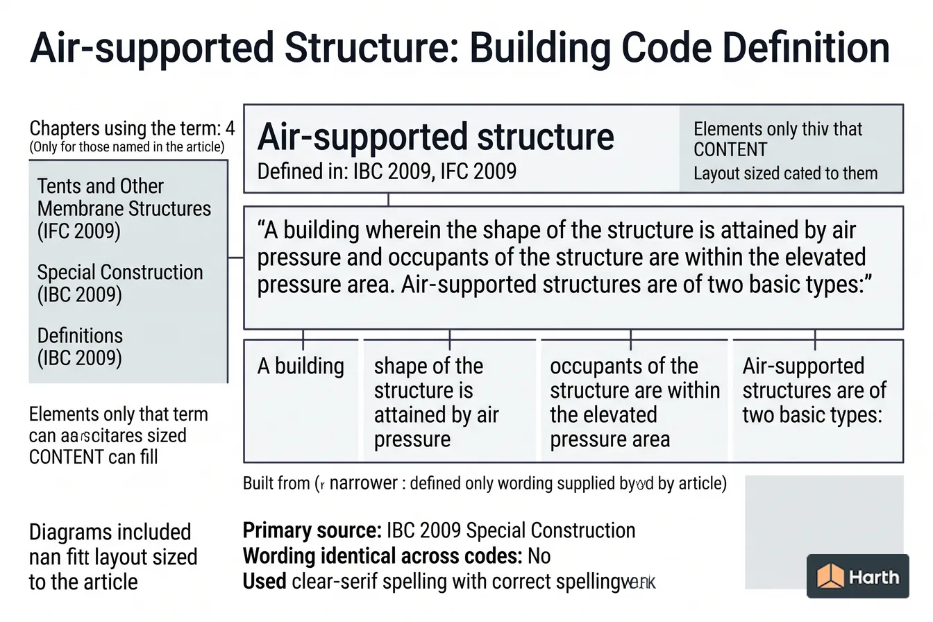 Labeled code-term definition diagram: Air-supported Structure: Building Code Definition