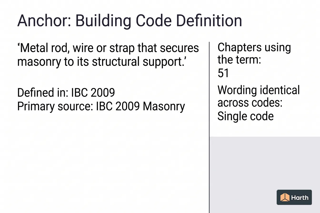 Labeled code-term definition diagram: Anchor: Building Code Definition