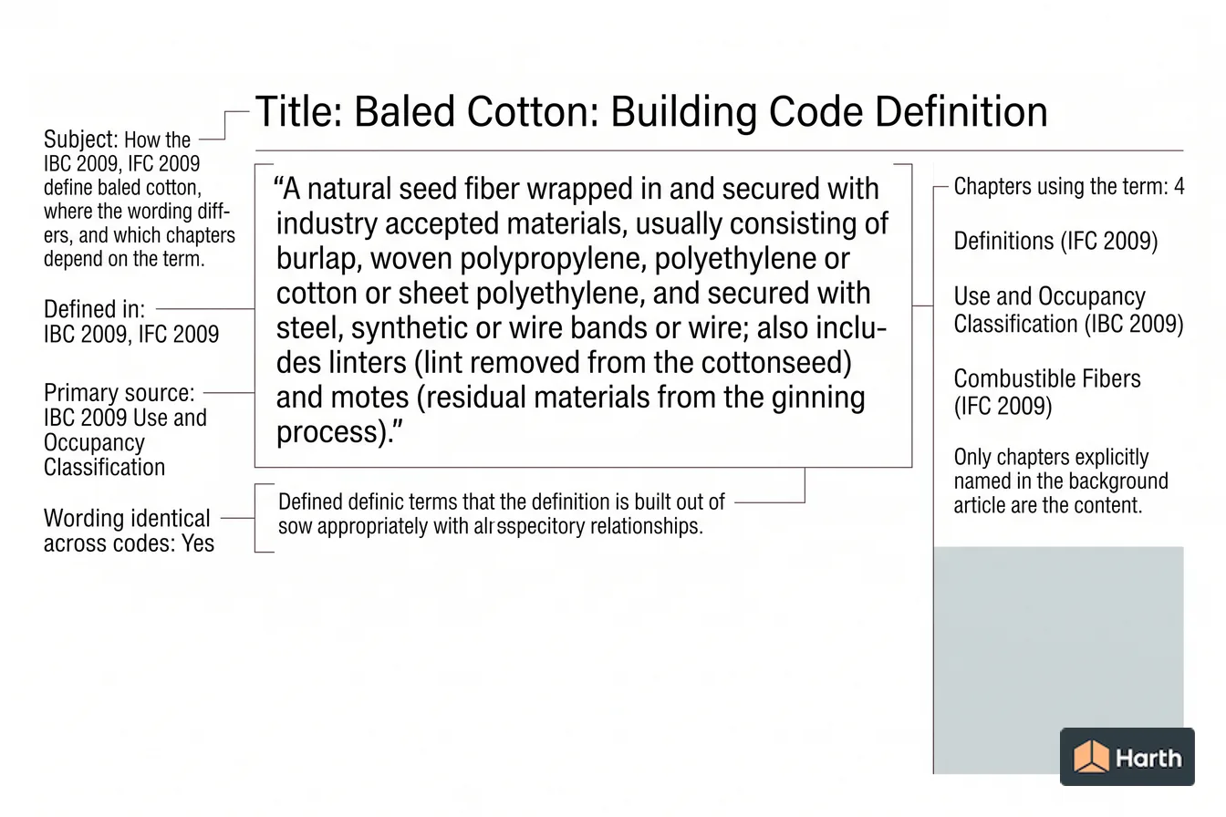 Labeled code-term definition diagram: Baled Cotton: Building Code Definition