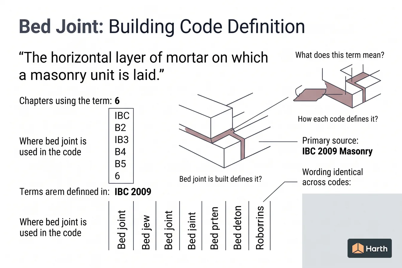 Labeled code-term definition diagram: Bed Joint: Building Code Definition