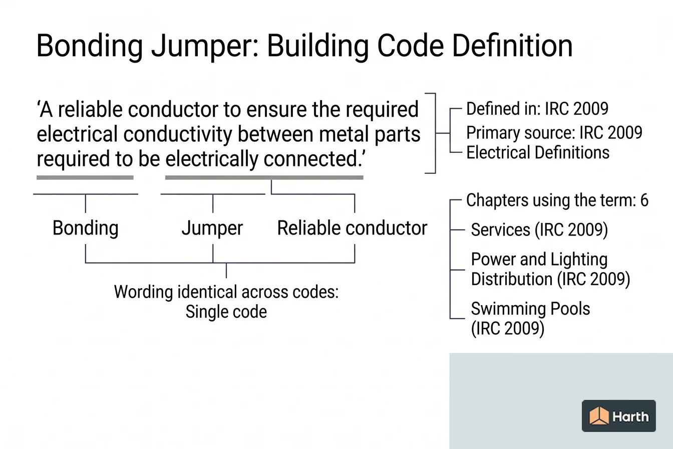 Labeled code-term definition diagram: Bonding Jumper: Building Code Definition
