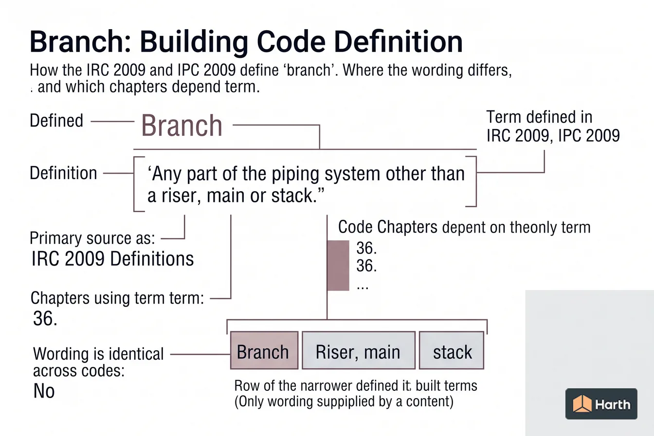 Labeled code-term definition diagram: Branch: Building Code Definition