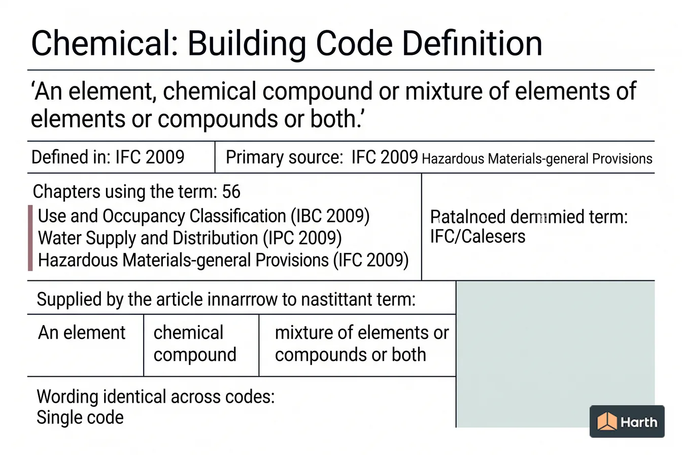 Labeled code-term definition diagram: Chemical: Building Code Definition
