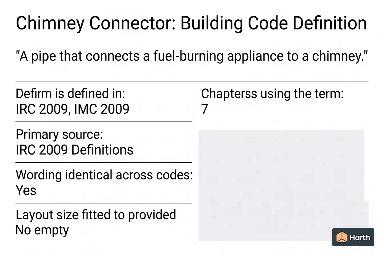 Labeled code-term definition diagram: Chimney Connector: Building Code Definition