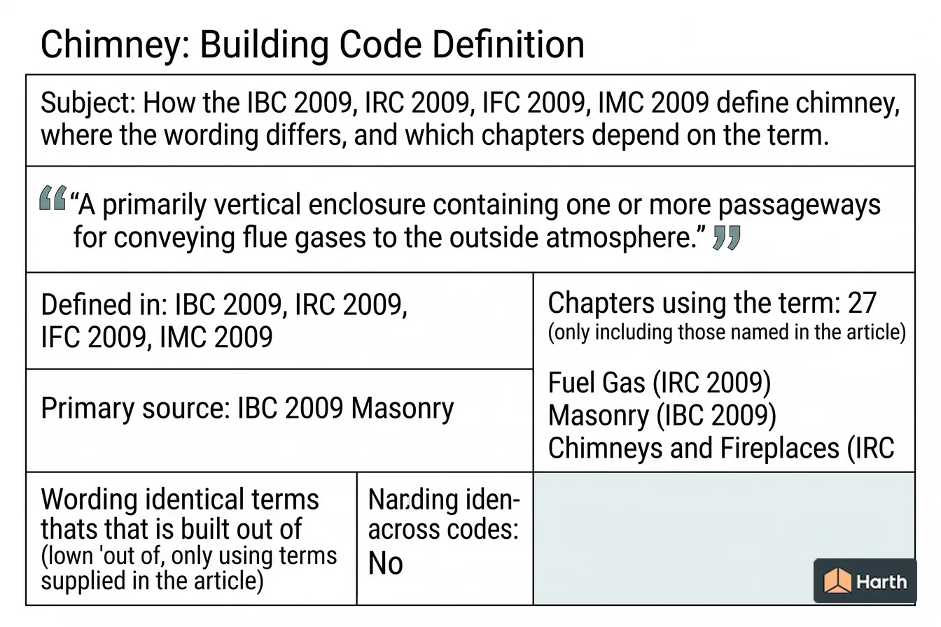 Labeled code-term definition diagram: Chimney: Building Code Definition