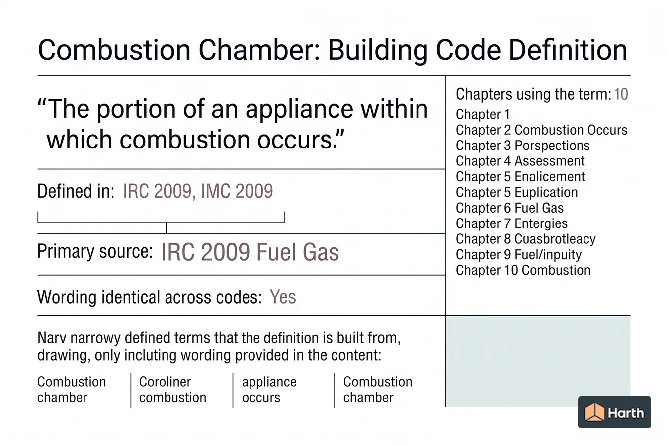 Labeled code-term definition diagram: Combustion Chamber: Building Code Definition