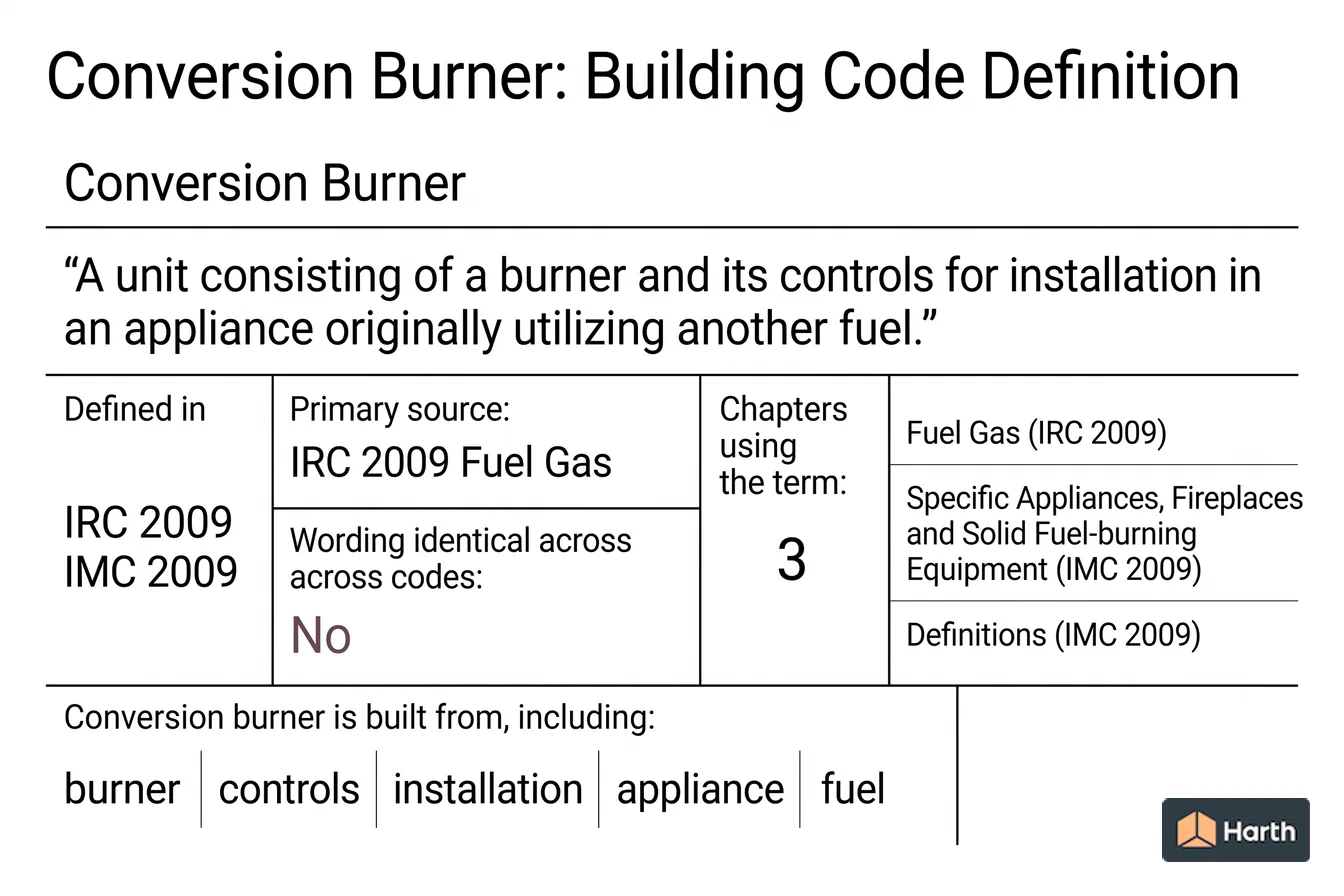 Labeled code-term definition diagram: Conversion Burner: Building Code Definition