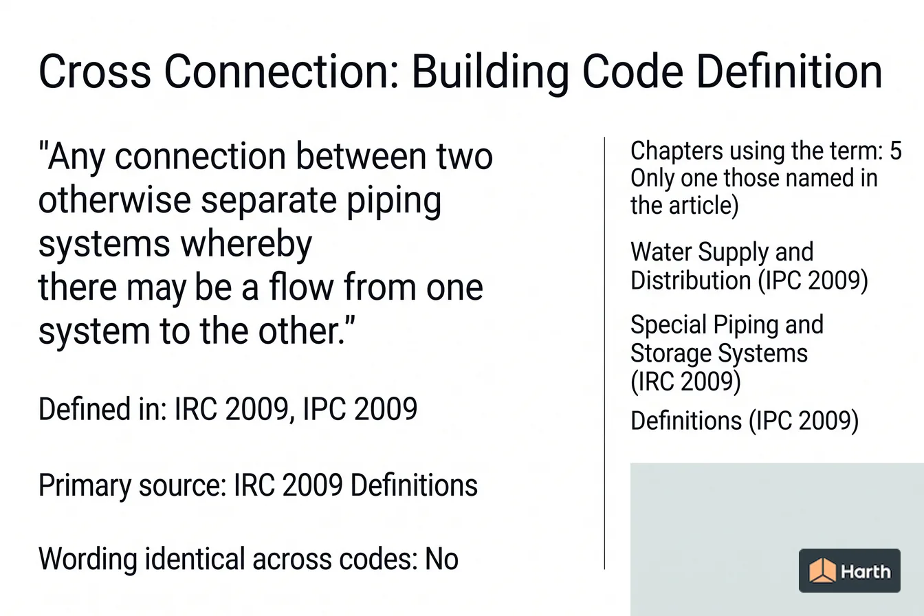 Labeled code-term definition diagram: Cross Connection: Building Code Definition