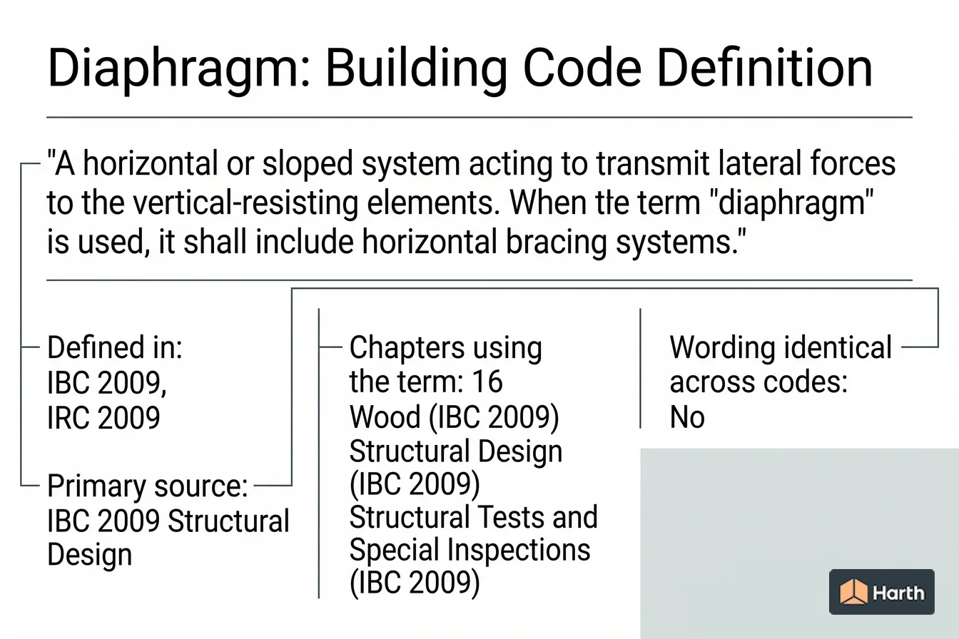 Labeled code-term definition diagram: Diaphragm: Building Code Definition