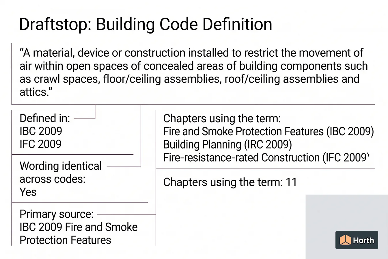 Labeled code-term definition diagram: Draftstop: Building Code Definition
