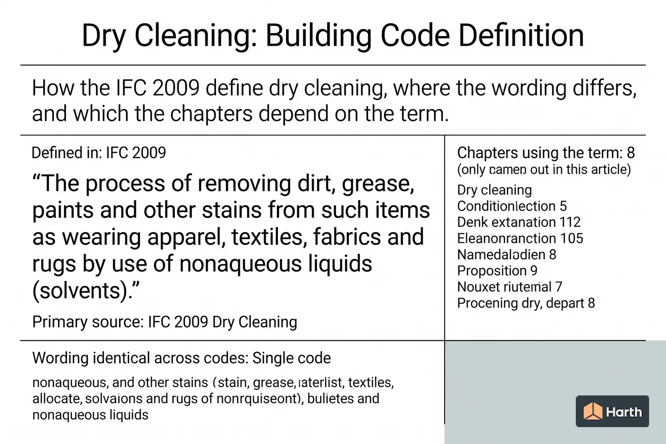 Labeled code-term definition diagram: Dry Cleaning: Building Code Definition