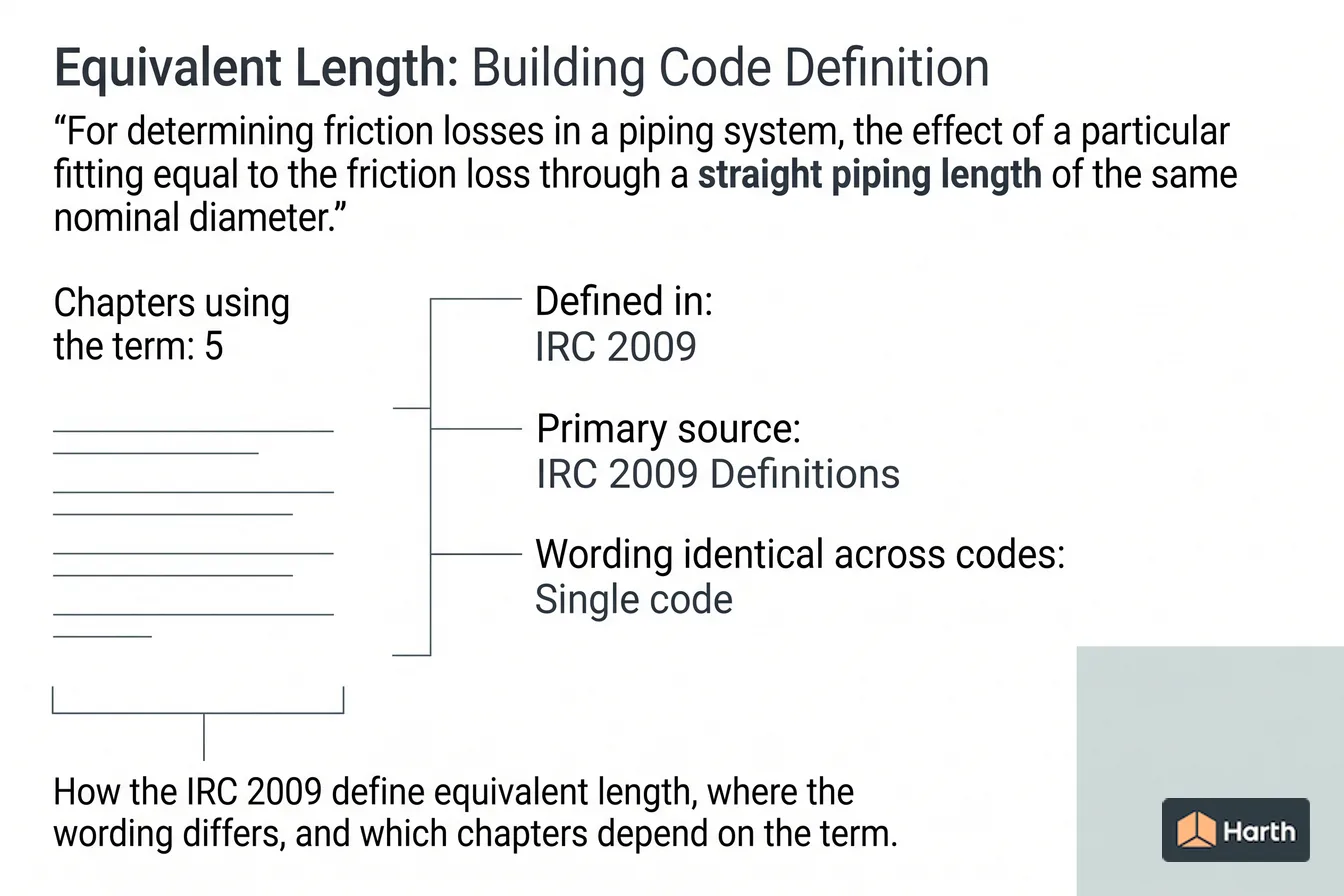 Labeled code-term definition diagram: Equivalent Length: Building Code Definition