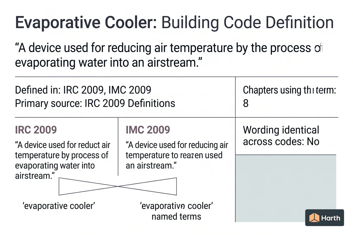 Labeled code-term definition diagram: Evaporative Cooler: Building Code Definition