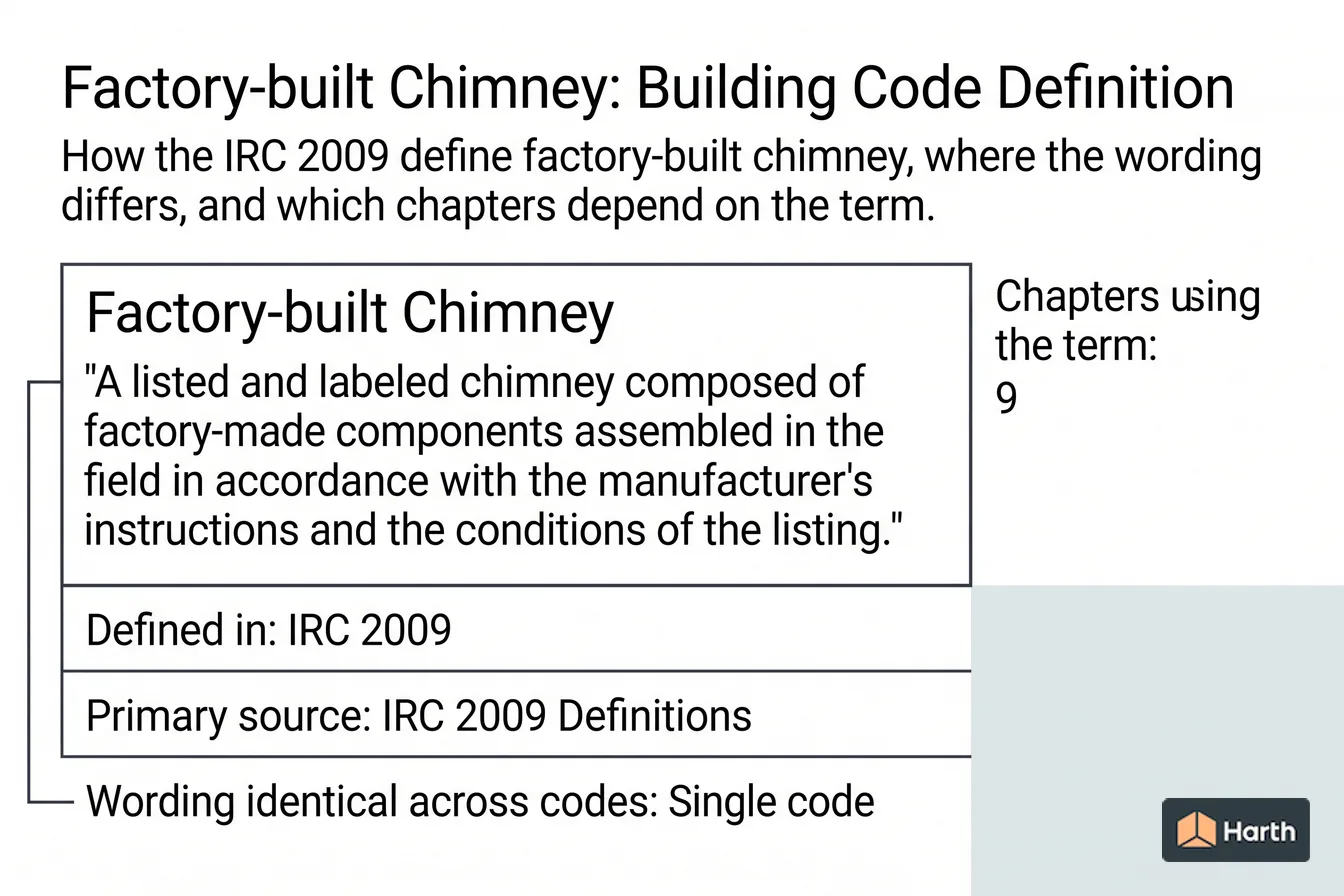 Labeled code-term definition diagram: Factory-built Chimney: Building Code Definition