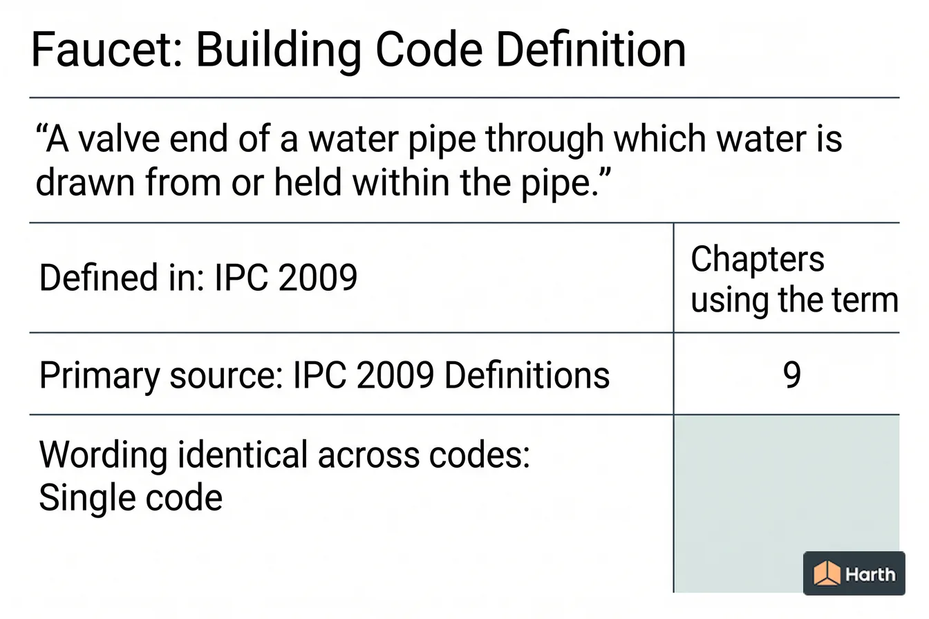 Labeled code-term definition diagram: Faucet: Building Code Definition