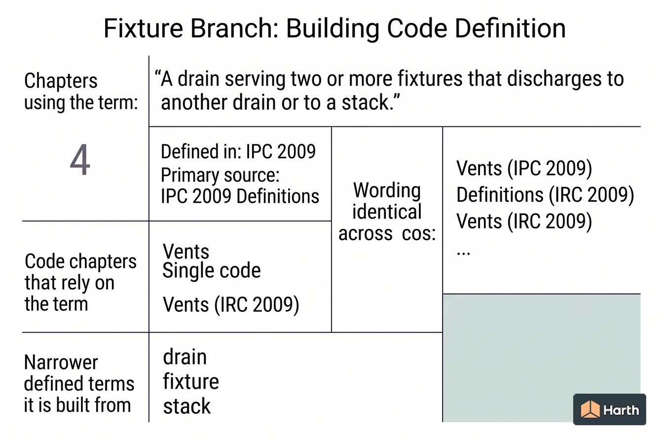 Labeled code-term definition diagram: Fixture Branch: Building Code Definition