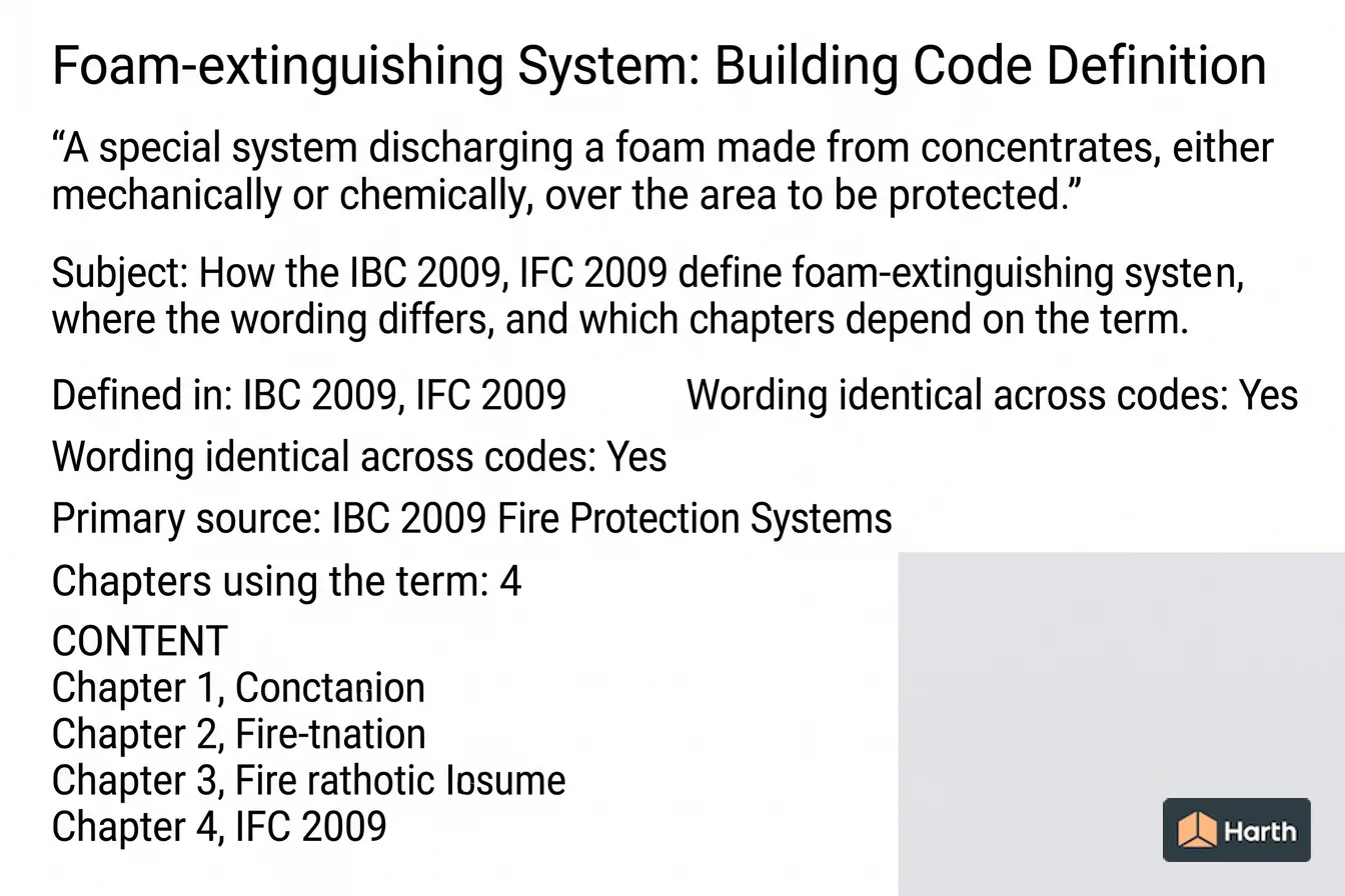 Labeled code-term definition diagram: Foam-extinguishing System: Building Code Definition