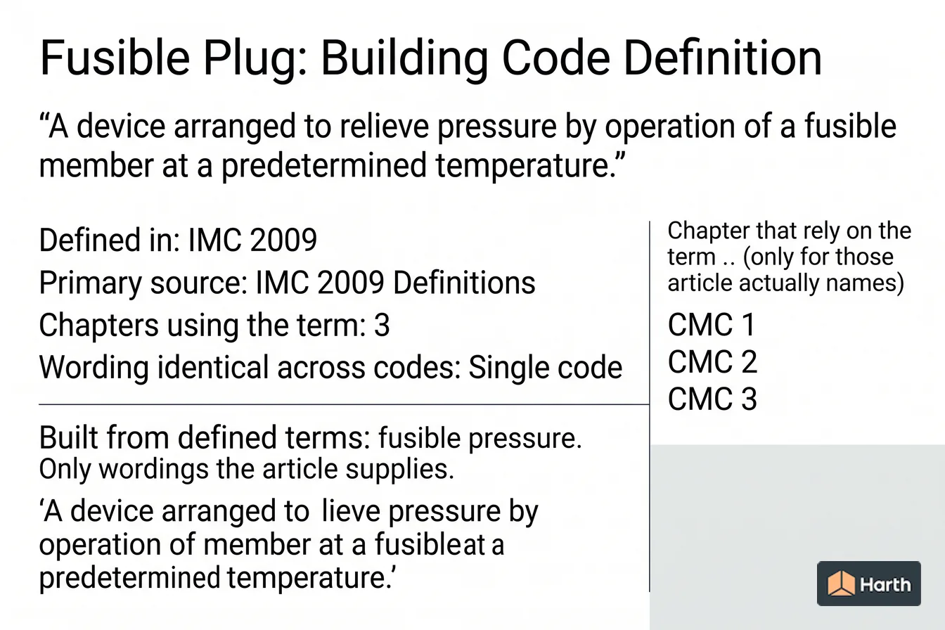 Labeled code-term definition diagram: Fusible Plug: Building Code Definition