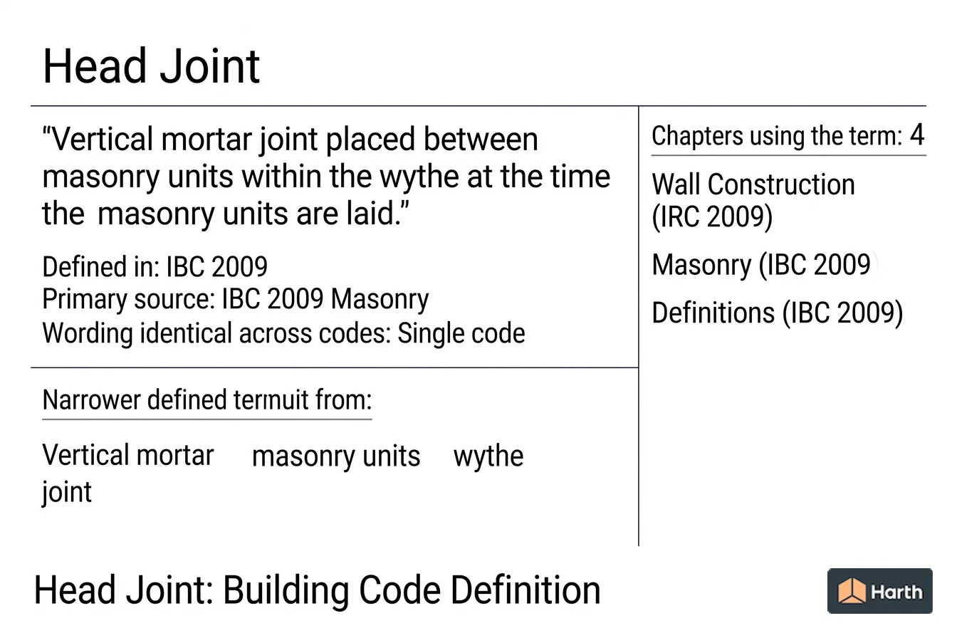 Labeled code-term definition diagram: Head Joint: Building Code Definition