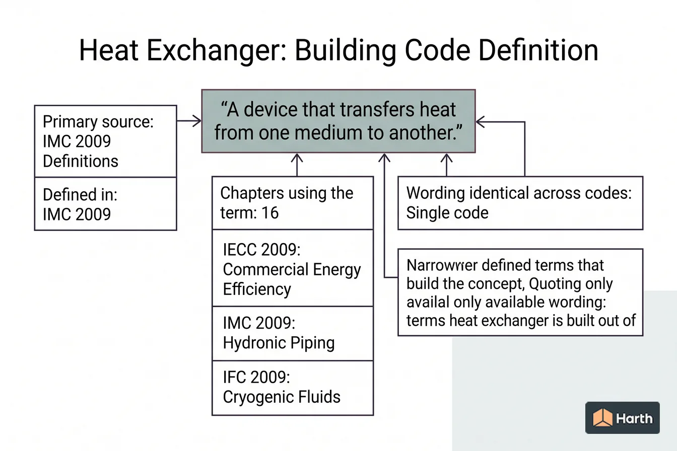 Labeled code-term definition diagram: Heat Exchanger: Building Code Definition