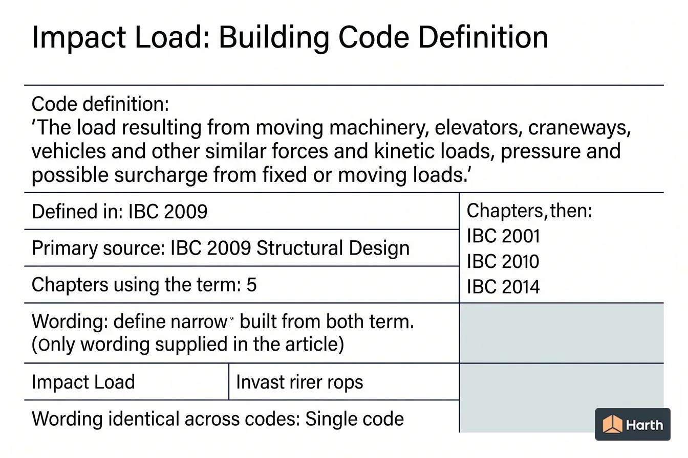 Labeled code-term definition diagram: Impact Load: Building Code Definition
