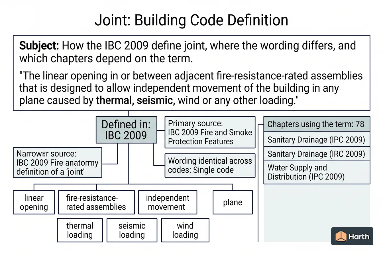 Labeled code-term definition diagram: Joint: Building Code Definition