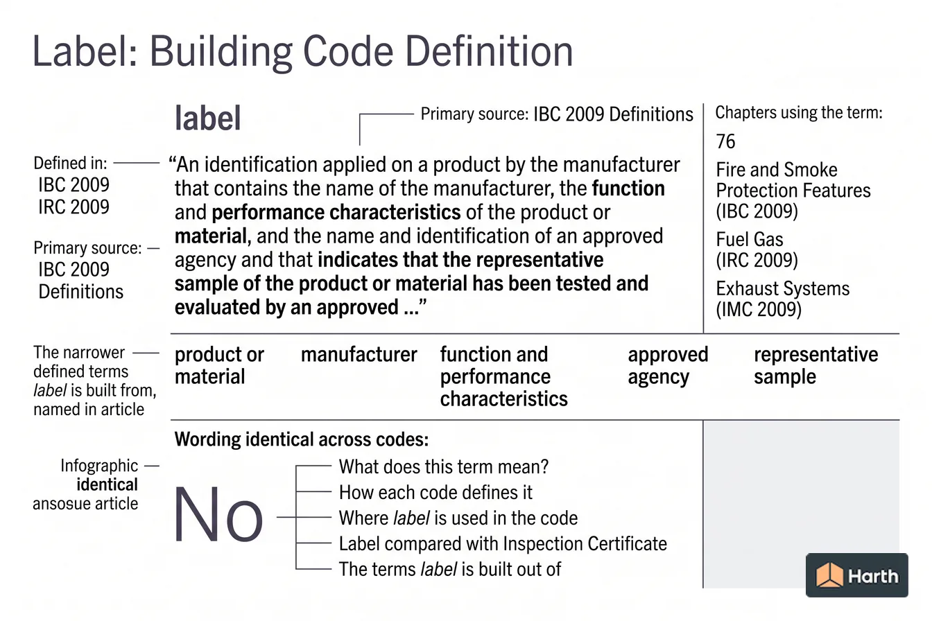 Labeled code-term definition diagram: Label: Building Code Definition