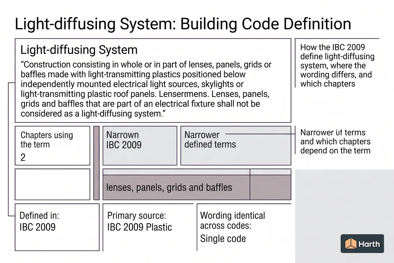 Labeled code-term definition diagram: Light-diffusing System: Building Code Definition
