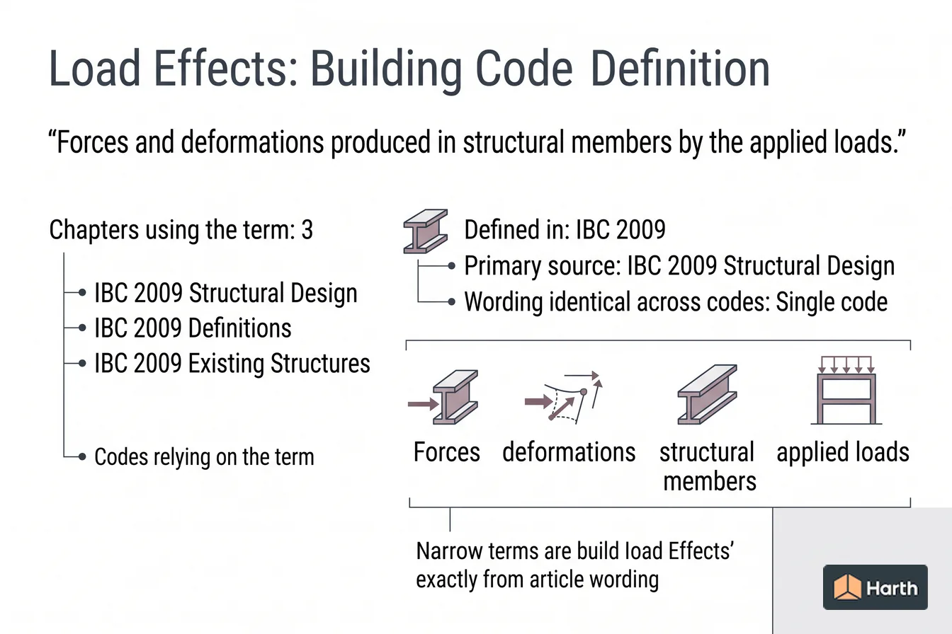 Labeled code-term definition diagram: Load Effects: Building Code Definition
