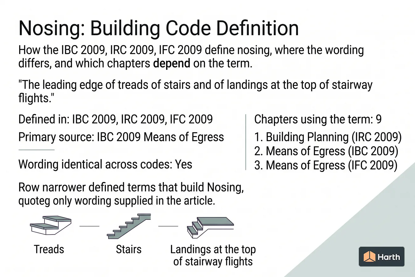 Labeled code-term definition diagram: Nosing: Building Code Definition