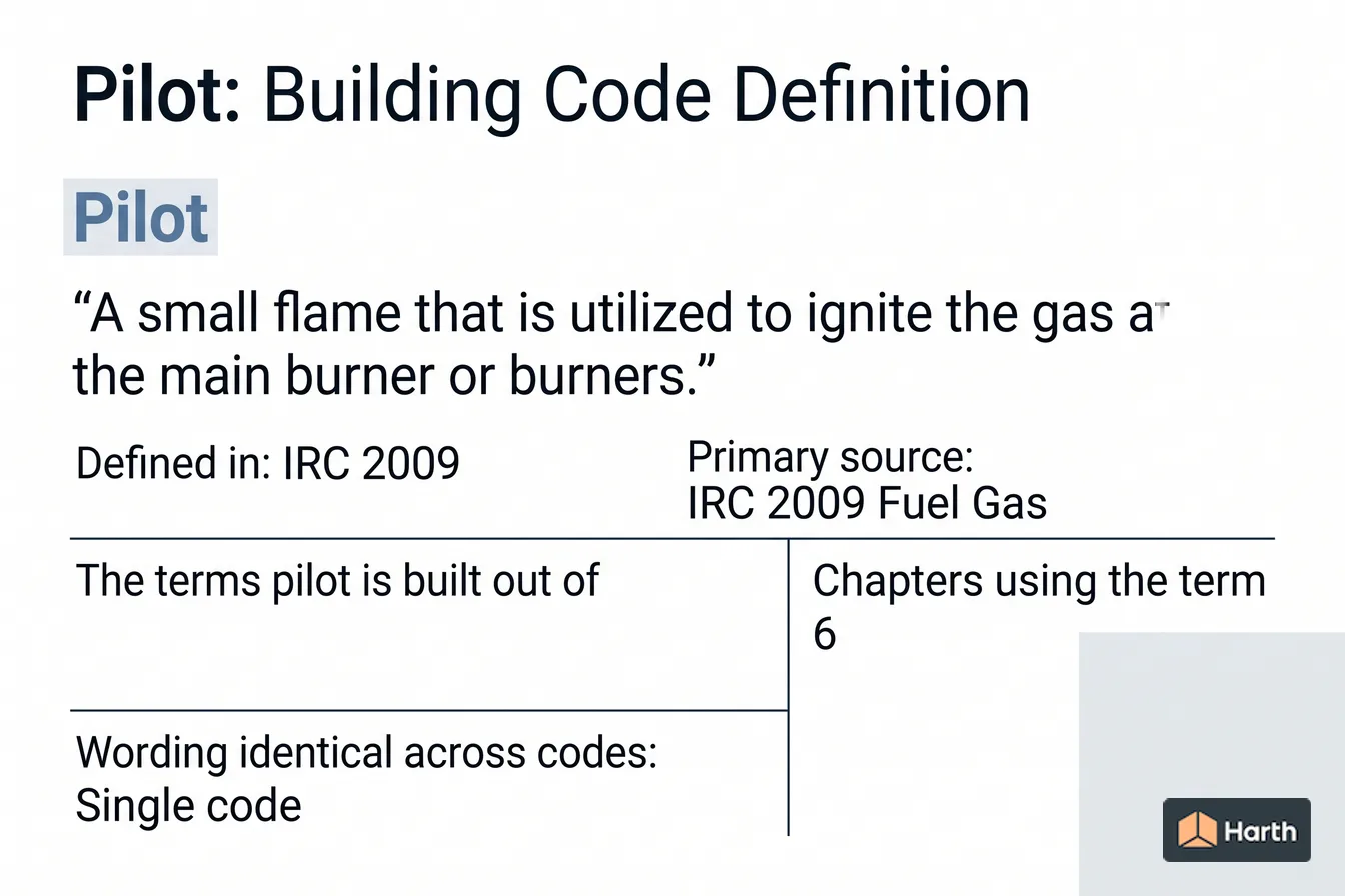 Labeled code-term definition diagram: Pilot: Building Code Definition