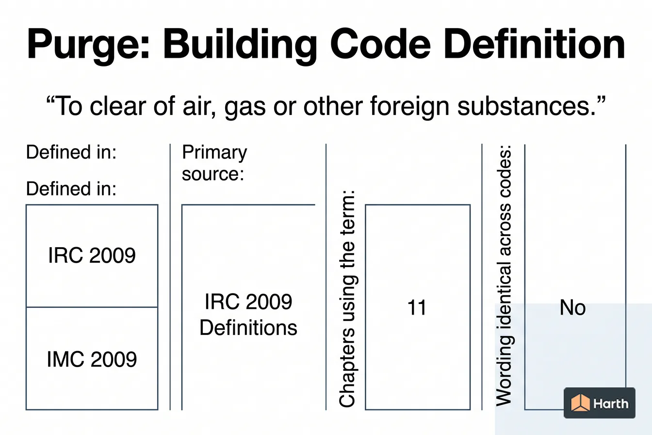 Labeled code-term definition diagram: Purge: Building Code Definition