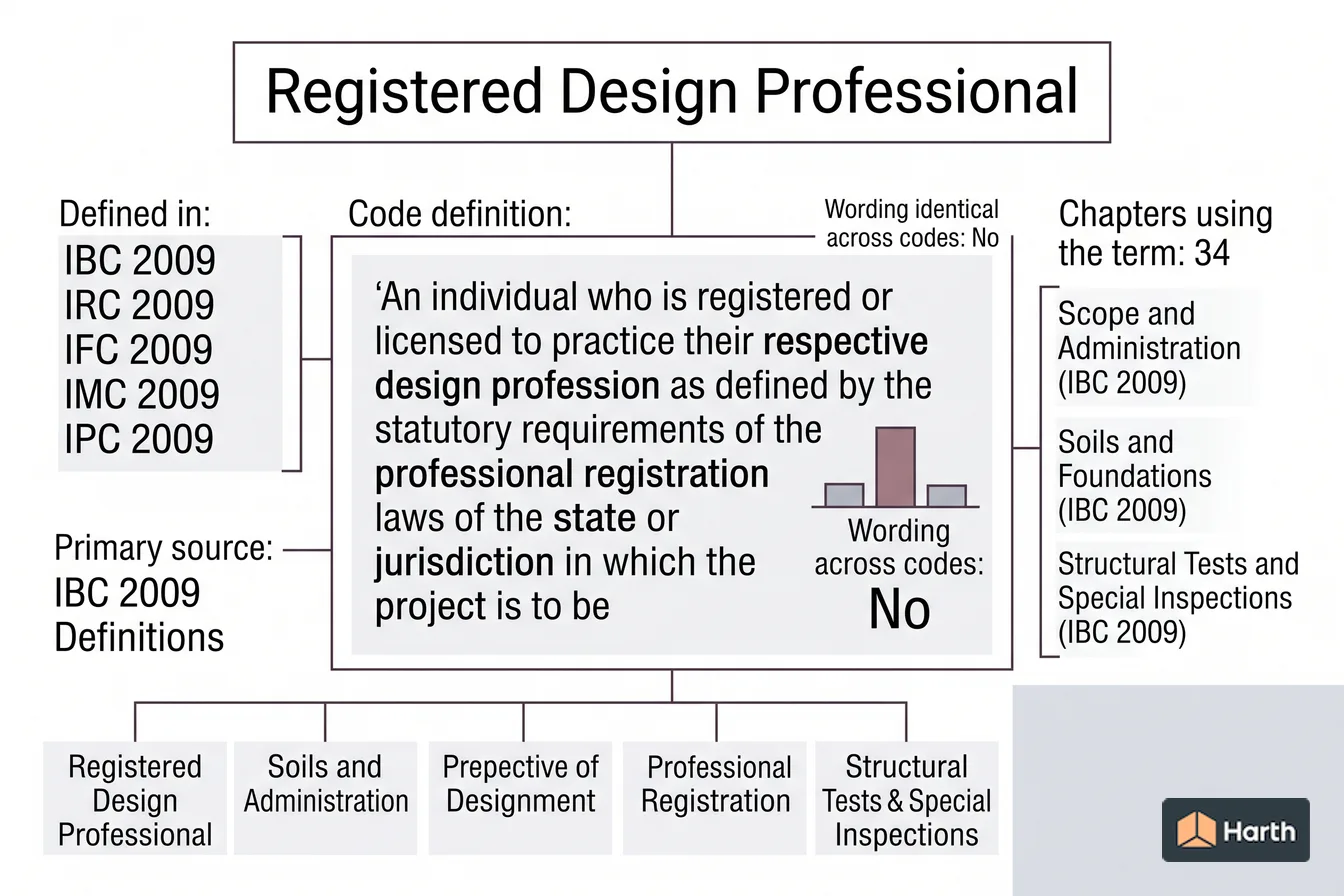 Labeled code-term definition diagram: Registered Design Professional: Building Code Definition