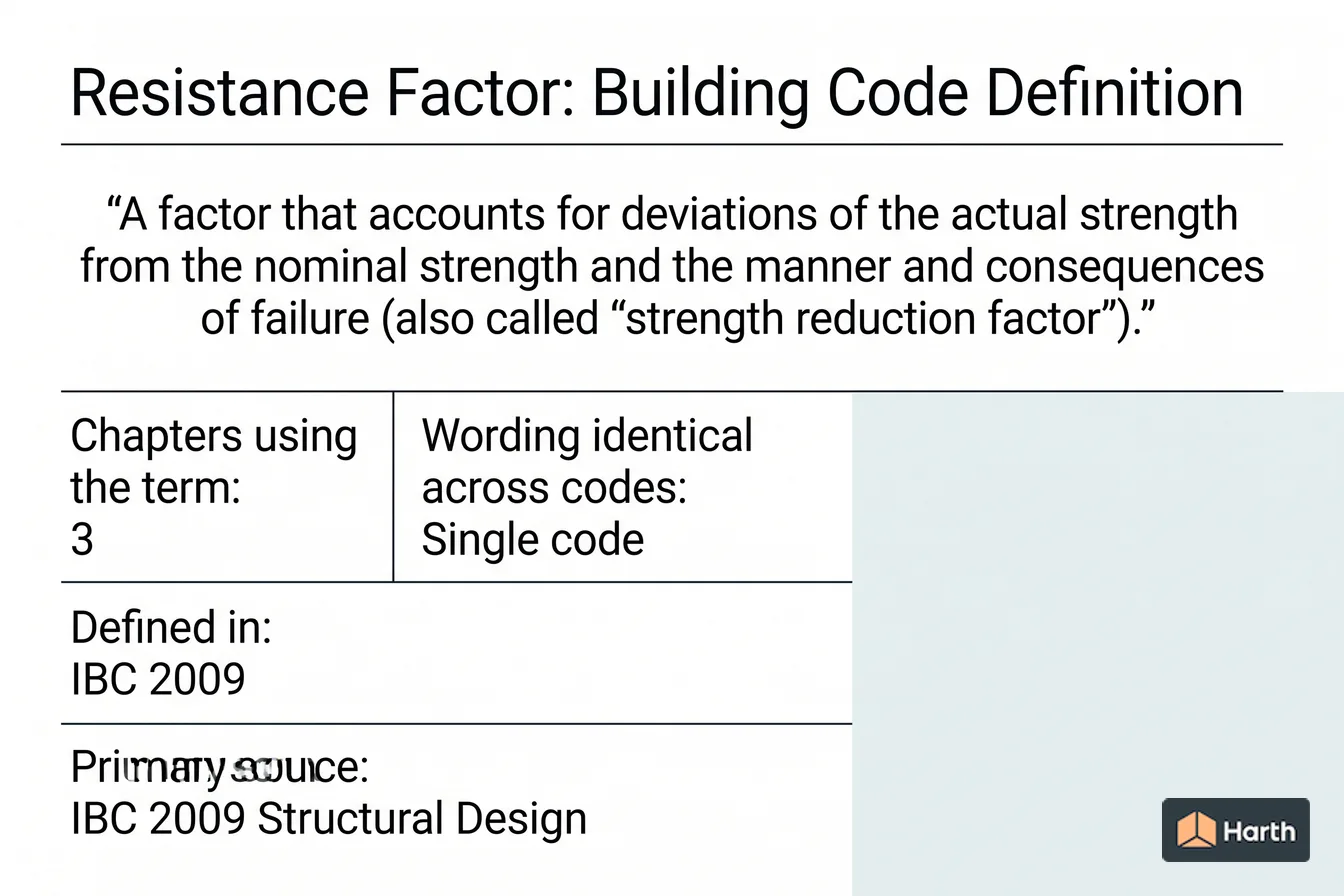 Labeled code-term definition diagram: Resistance Factor: Building Code Definition