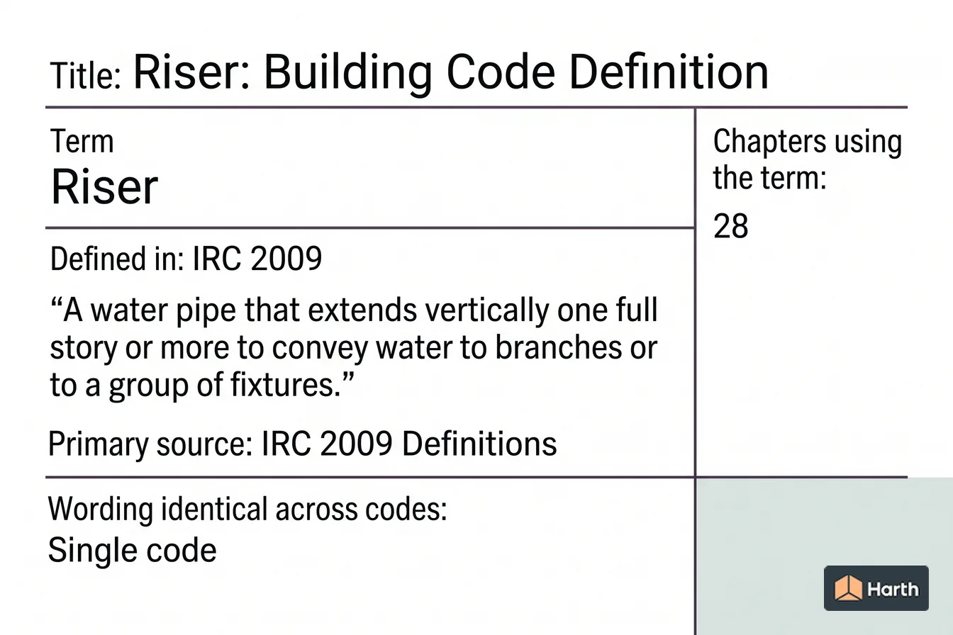 Labeled code-term definition diagram: Riser: Building Code Definition