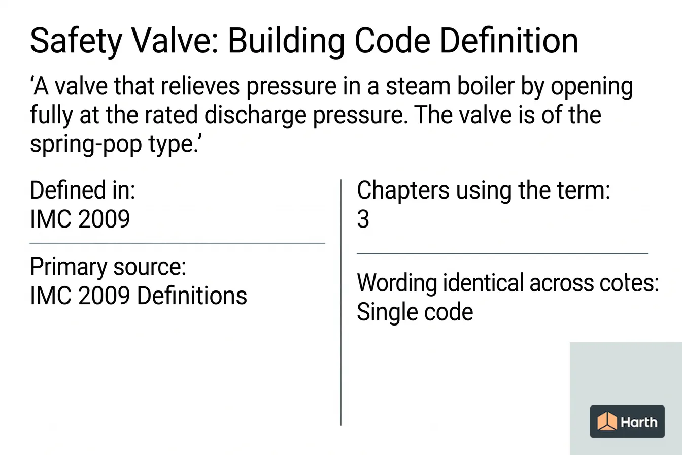 Labeled code-term definition diagram: Safety Valve: Building Code Definition