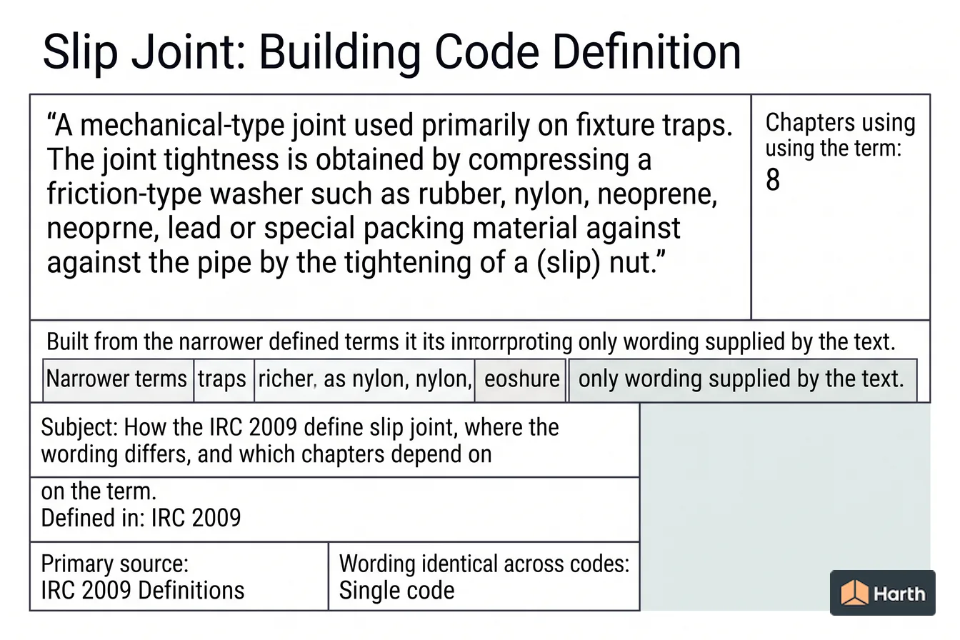 Labeled code-term definition diagram: Slip Joint: Building Code Definition