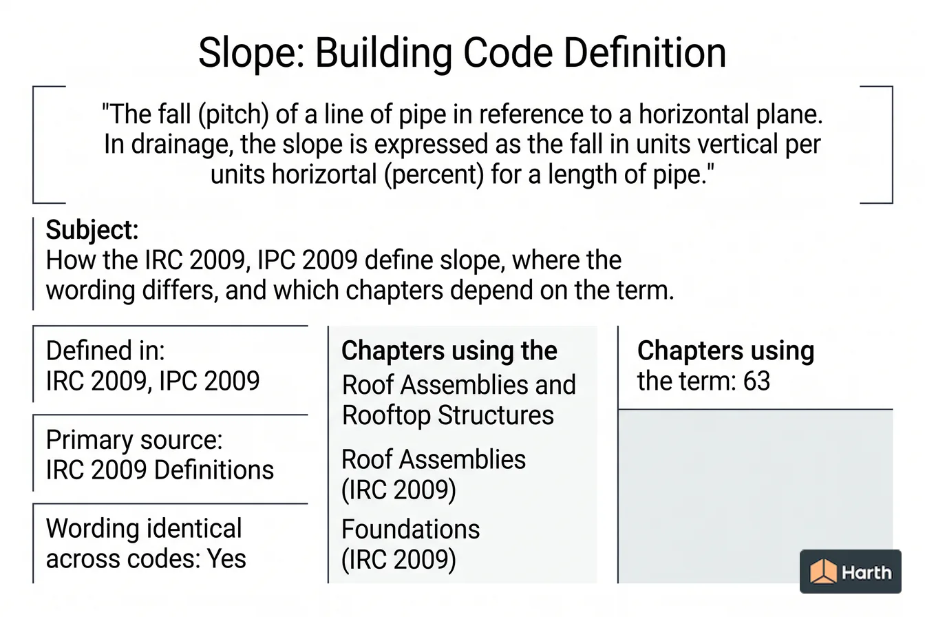 Labeled code-term definition diagram: Slope: Building Code Definition