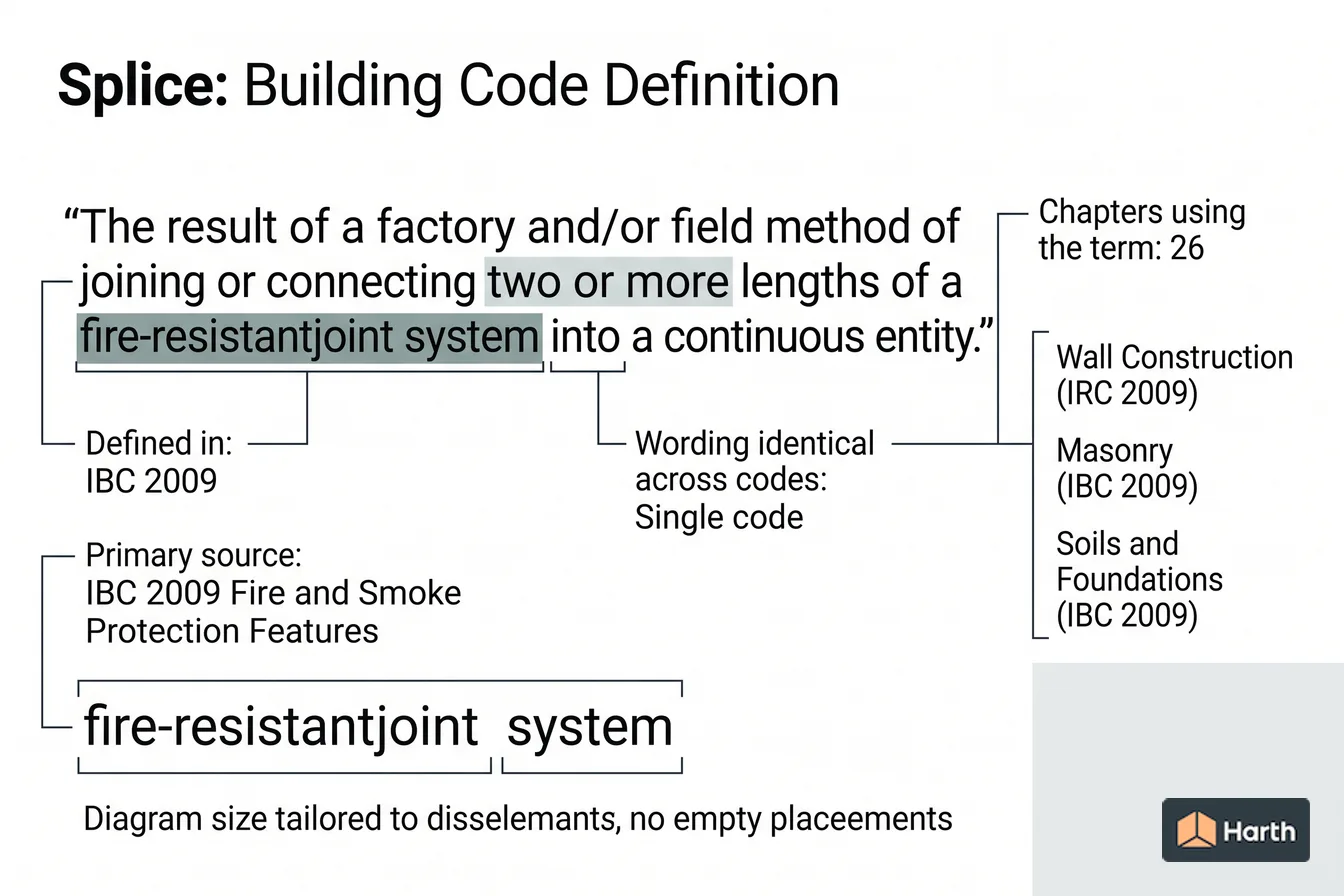 Labeled code-term definition diagram: Splice: Building Code Definition