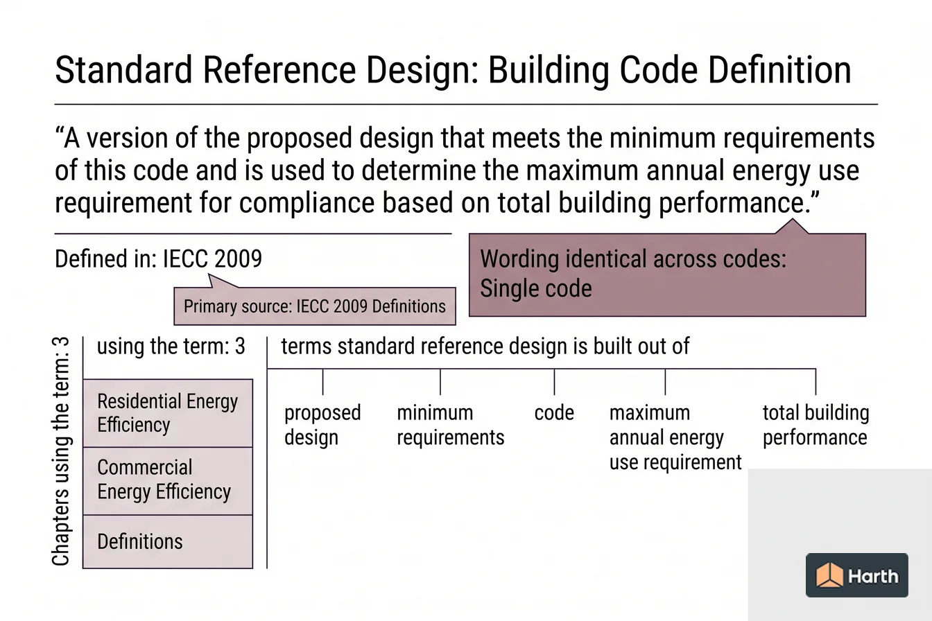 Labeled code-term definition diagram: Standard Reference Design: Building Code Definition