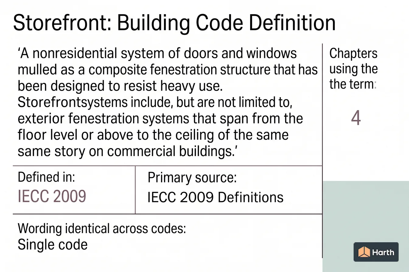 Labeled code-term definition diagram: Storefront: Building Code Definition
