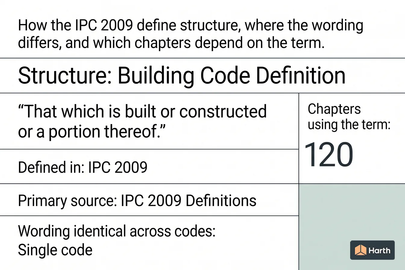Labeled code-term definition diagram: Structure: Building Code Definition