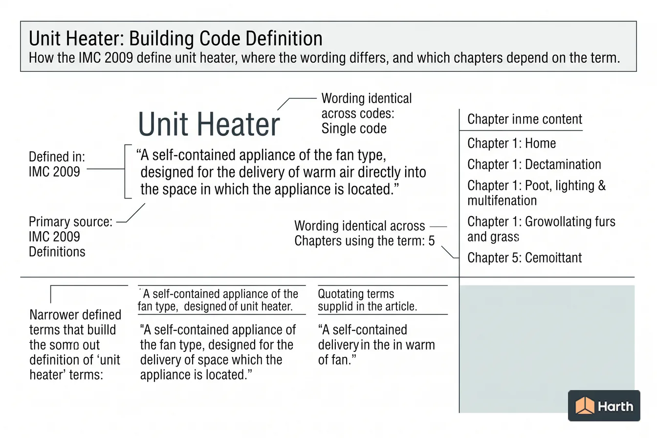 Labeled code-term definition diagram: Unit Heater: Building Code Definition