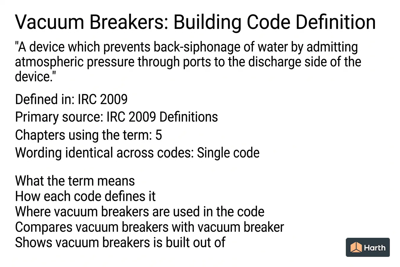 Labeled code-term definition diagram: Vacuum Breakers: Building Code Definition